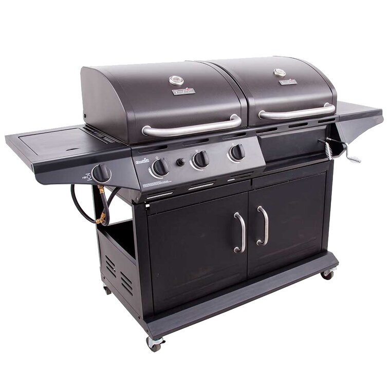 Charbroil 3 Burner Gas and Charcoal Combo Grill with Side Burner